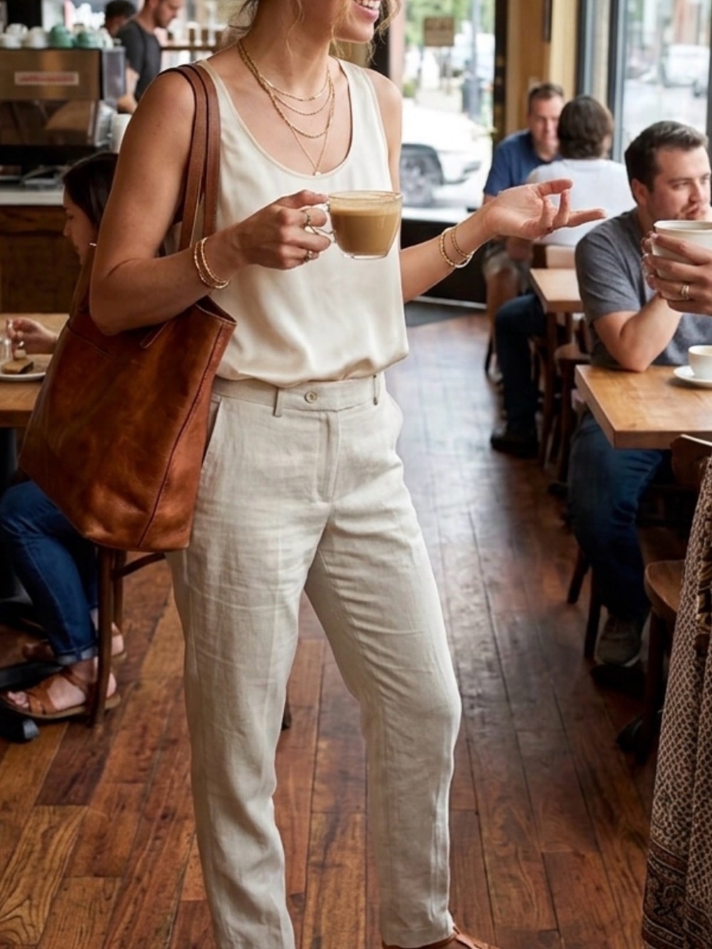 Lauren Ralph Lauren Beige Linen Dress Pants